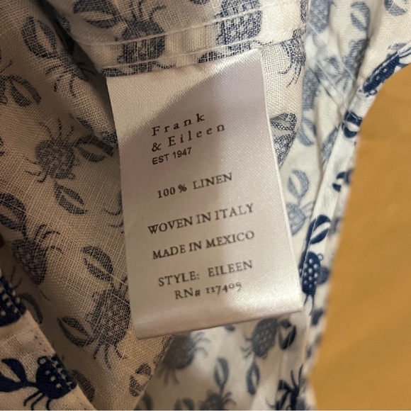 Frank & Eileen | Linen Crab Print Eileen Relaxed Button-Up Shirt Size XS - Picture 12 of 13